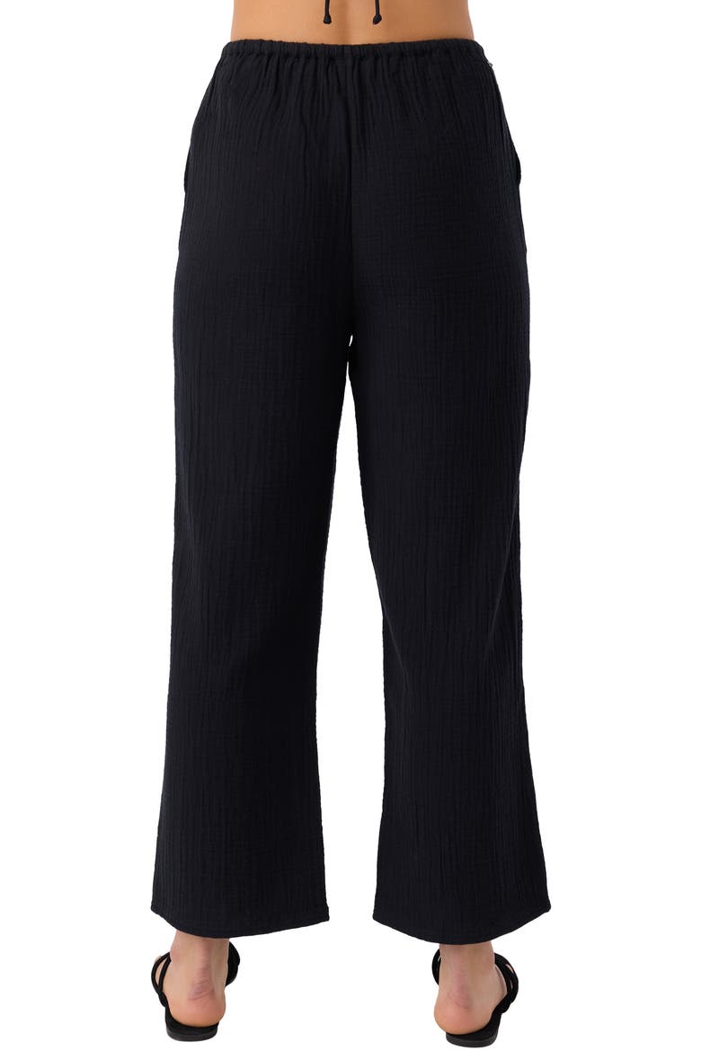 Brenda Cotton Gauze Wide Leg Pants, Alternate, color, BLACK