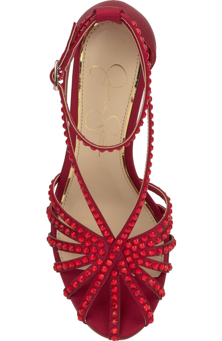 Jessica Simpson Jittale Ankle Strap Sandal, Alternate, color, Chili Pepper Matte Satin