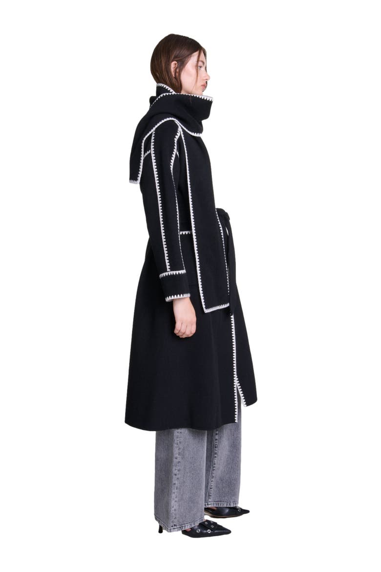 Two-tone double-faced coat, Alternate, color, Black / white