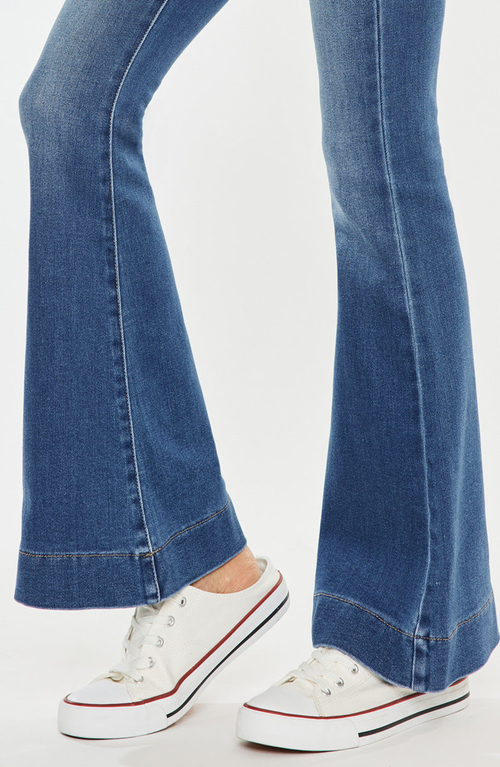 Kancan Roxanne High Rise Flare Jeans In Medium Wash