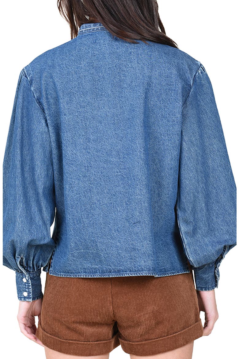 Pintuck Pleat Denim Shirt, Alternate, color, DENIM