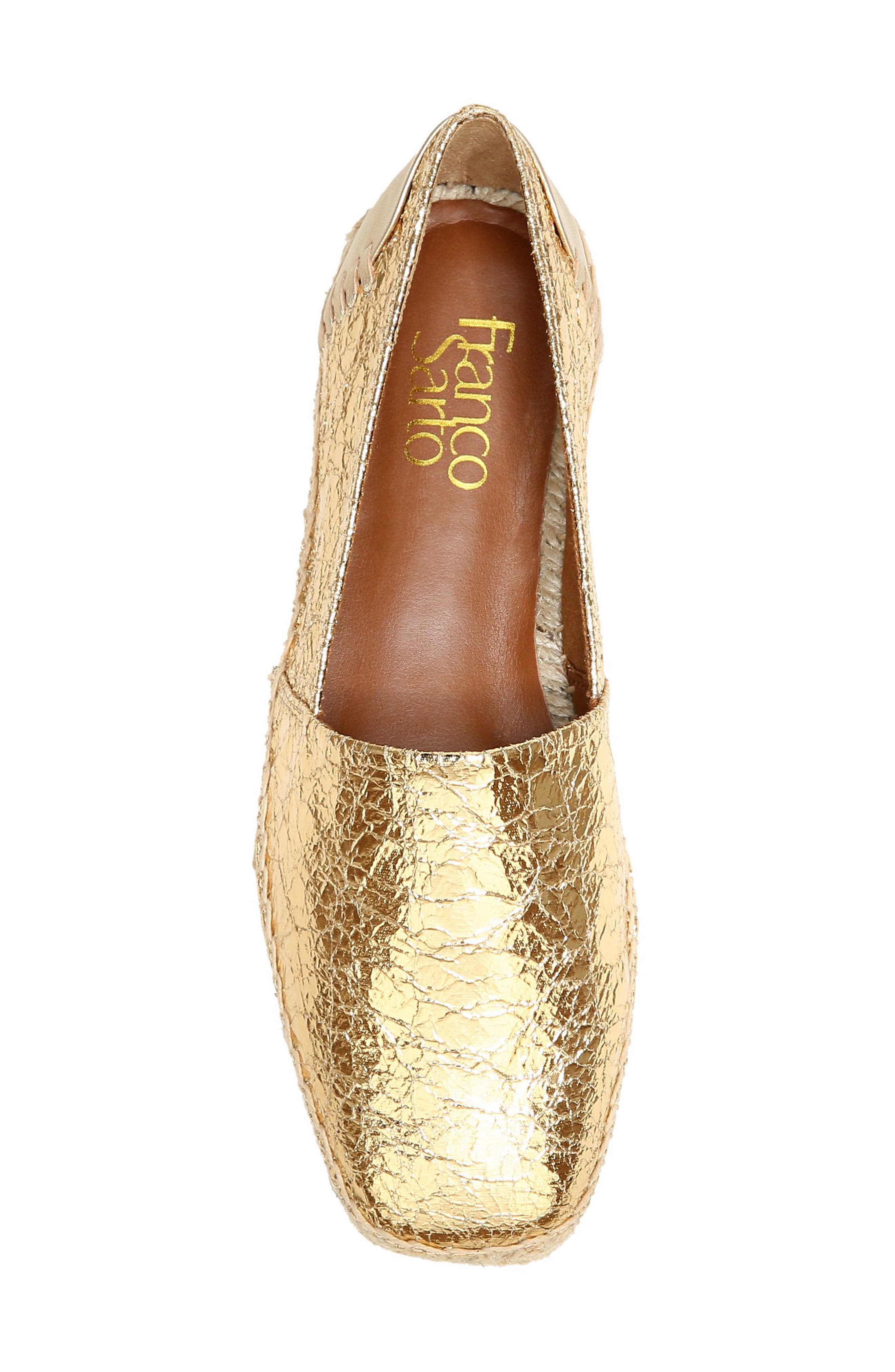 Kenna Espadrille Flat, Alternate, color, GOLD FAUX LEATHER