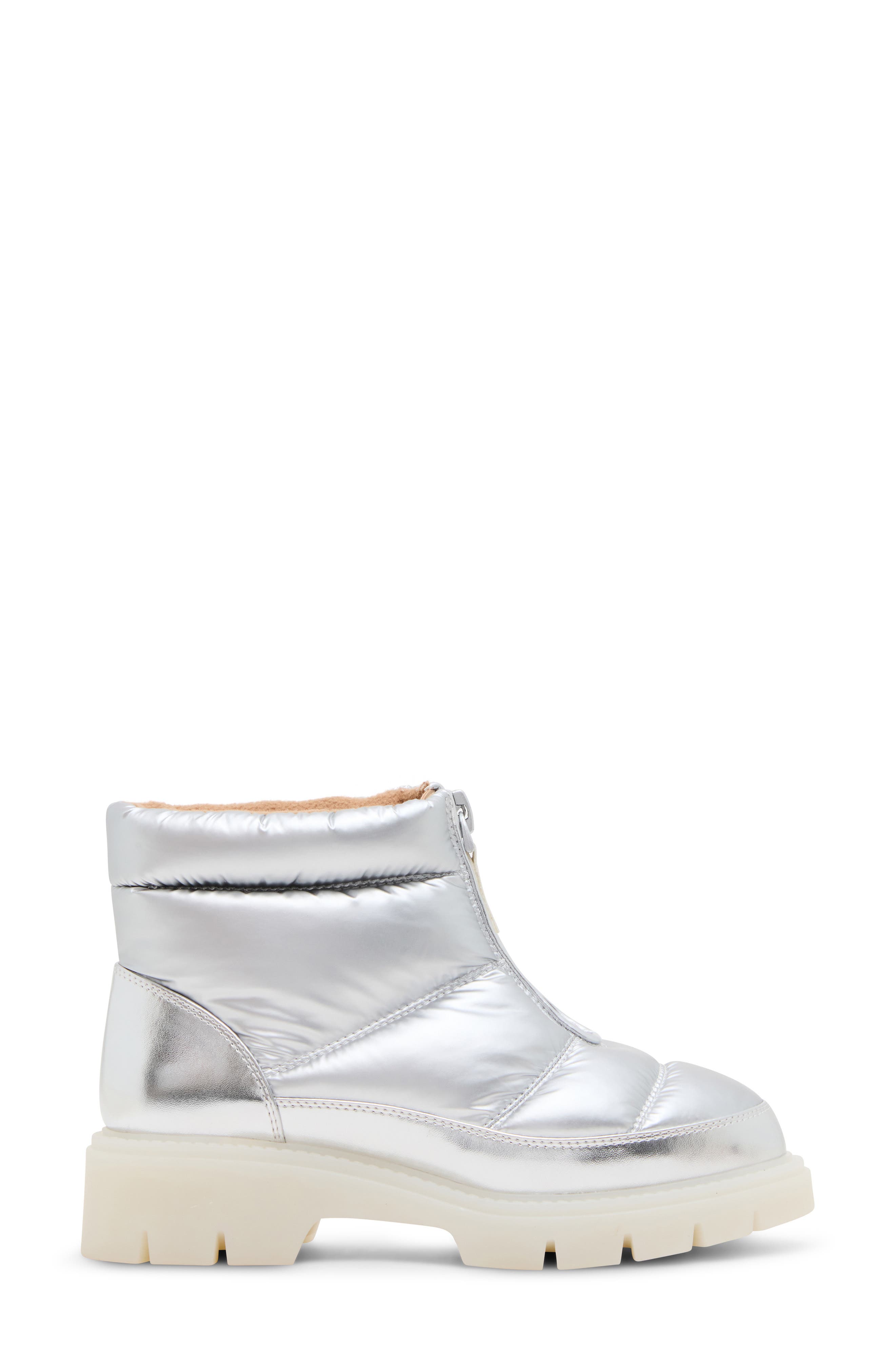 Kenna Waterproof Puffer Boot, Alternate, color, SILVER NYLON