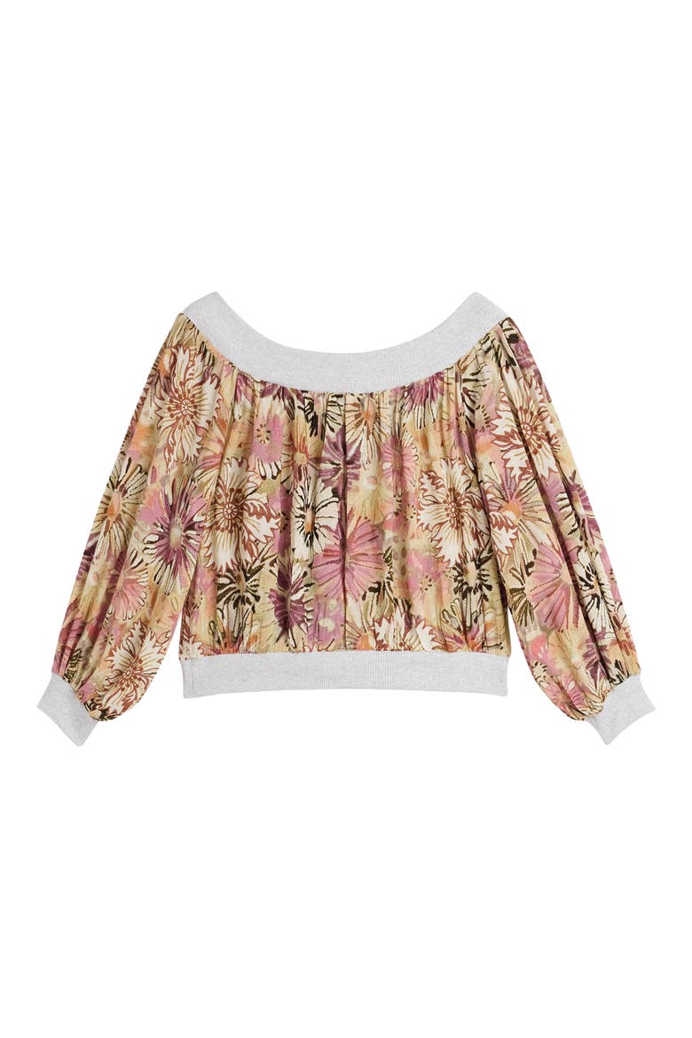 Print Off the Shoulder Top, Alternate, color, PINK
