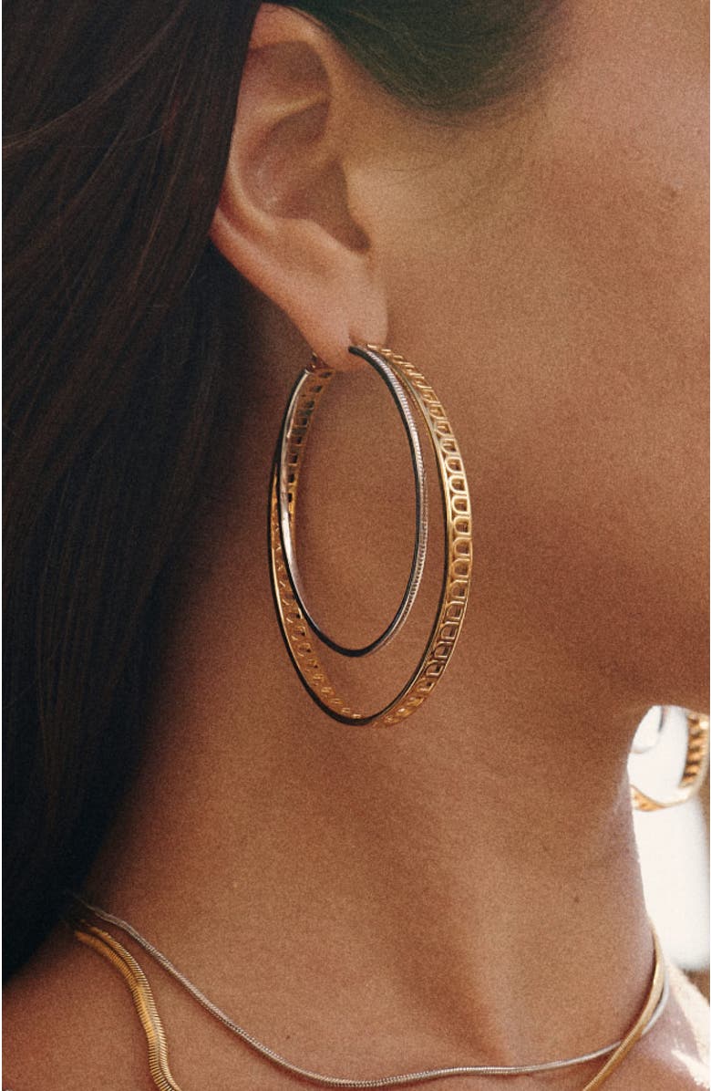 RETRO CHIC Colosseum Earrings, Alternate, color, Gold