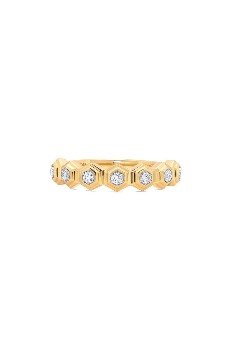 Honeycomb Diamond Half Eternity Ring, Main, color, YELLOW GOLD