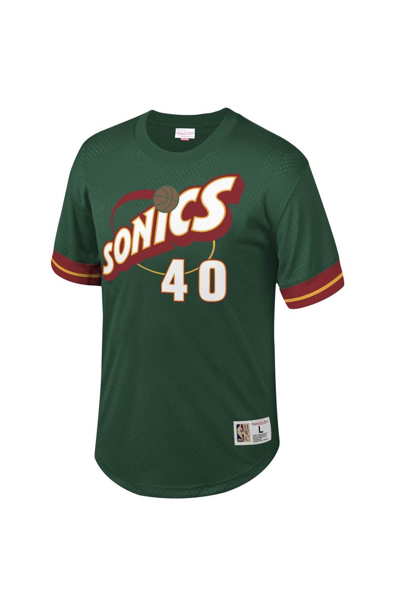 Mitchell & Ness Men's Mitchell & Ness Shawn Kemp Green Seattle SuperSonics Mesh T-Shirt, Alternate, color, 