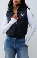 True Religion Logo Cropped Puffer Vest