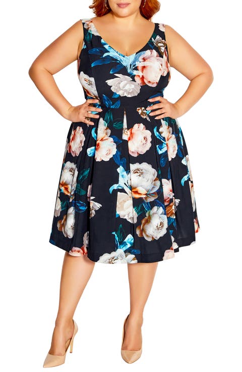 Sandra Floral A-Line Dress (Plus Size)