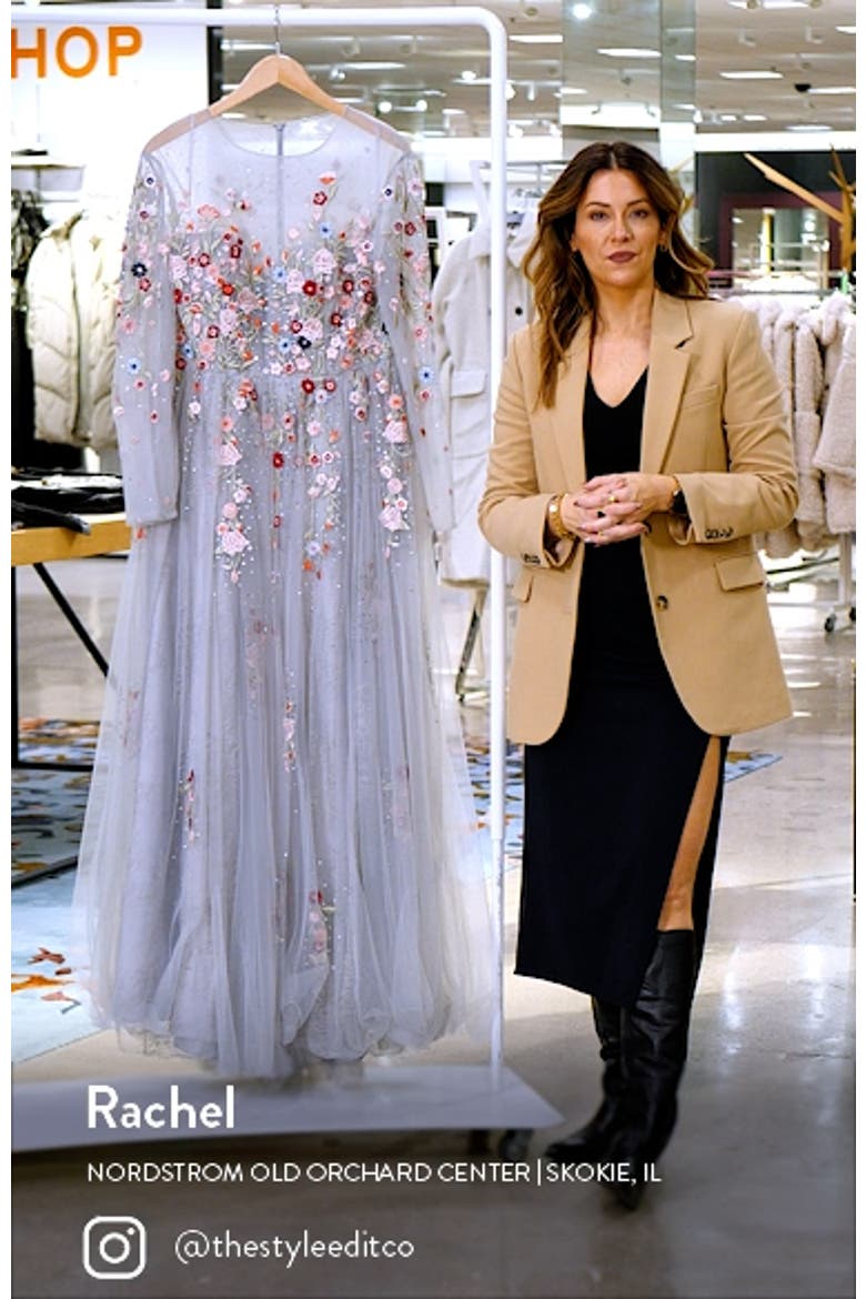 Embroidered Illusion High Neck Long Sleeve A Line Gown video