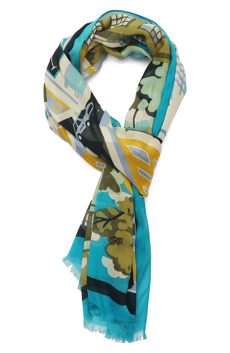 Kate Spade New York nyc map oblong scarf, Alternate, color, Blue Multi