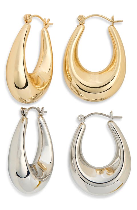 2-Piece Huggie Hoop Earrings Set