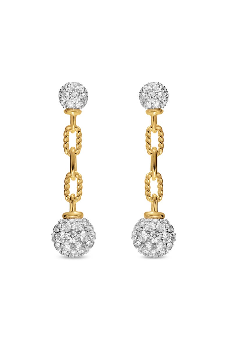 DY Madison Pavé Bead Drop Earrings in 18K Yellow Gold with Diamonds, Main, color, DIAMOND