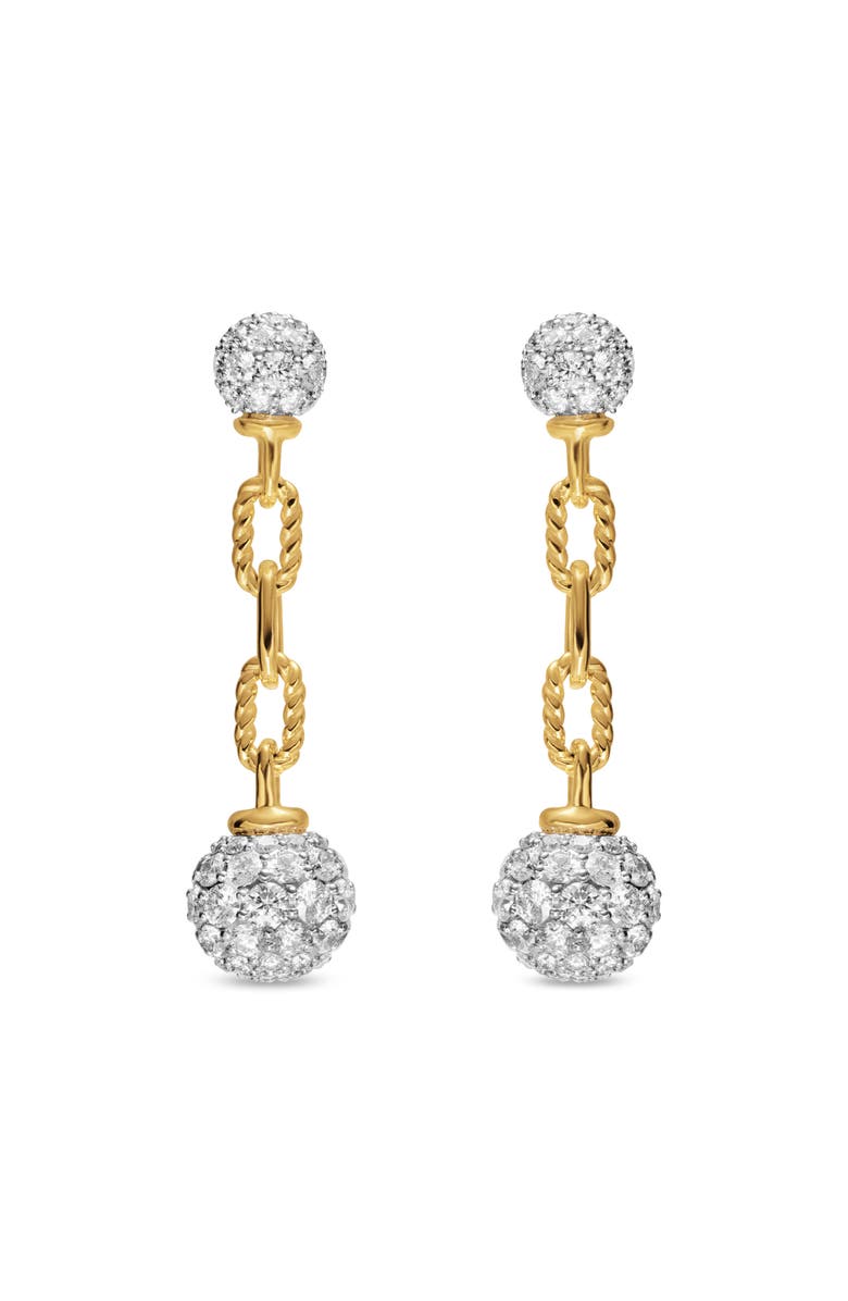 David Yurman DY Madison Pavé Bead Drop Earrings in 18K Yellow Gold with Diamonds, Main, color, Diamond