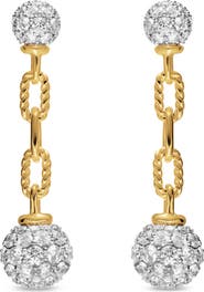 David Yurman DY Madison Pavé Bead Drop Earrings in 18K Yellow Gold with Diamonds