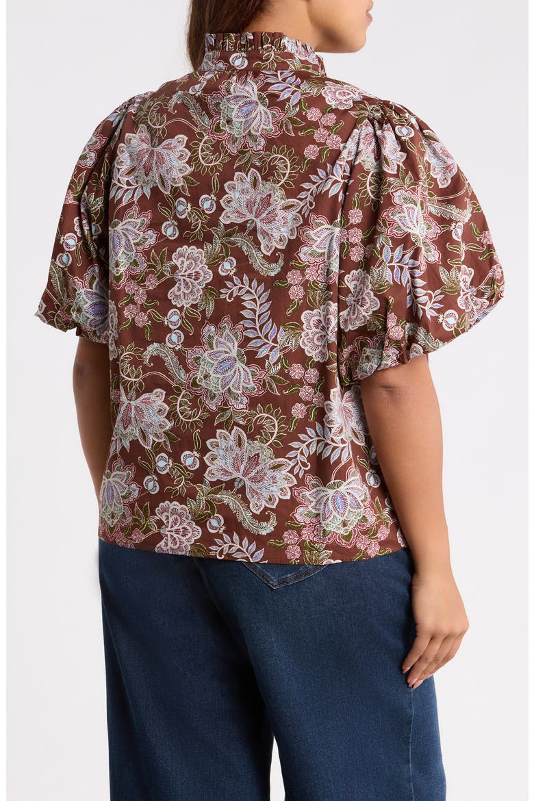 Pipa Bubble Sleeve Top, Alternate, color, BROWN-FLORAL