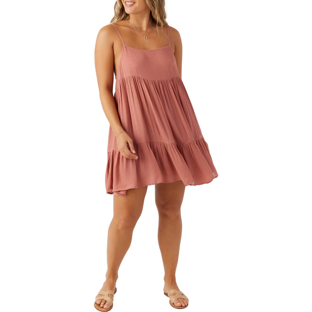 O'neill Rilee Crinkle Tiered Cover-up Dress In Cedar Wood