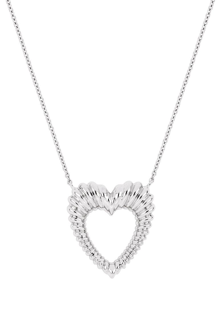 14k Gold Heart Pendant Necklace, Main, color, 14KW