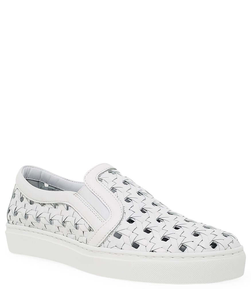 Leather Woven Sneaker, Alternate, color, White