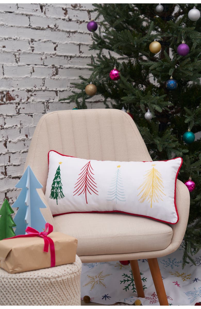 carol & frank Colorful Trees Throw Pillow, 12" x 24", Alternate, color, Red