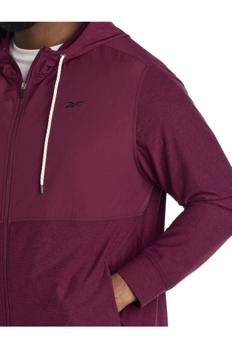 Big & Tall 365 Mixed Media Performance Hoodie, Alternate, color, BLACK CHERRY HEATH