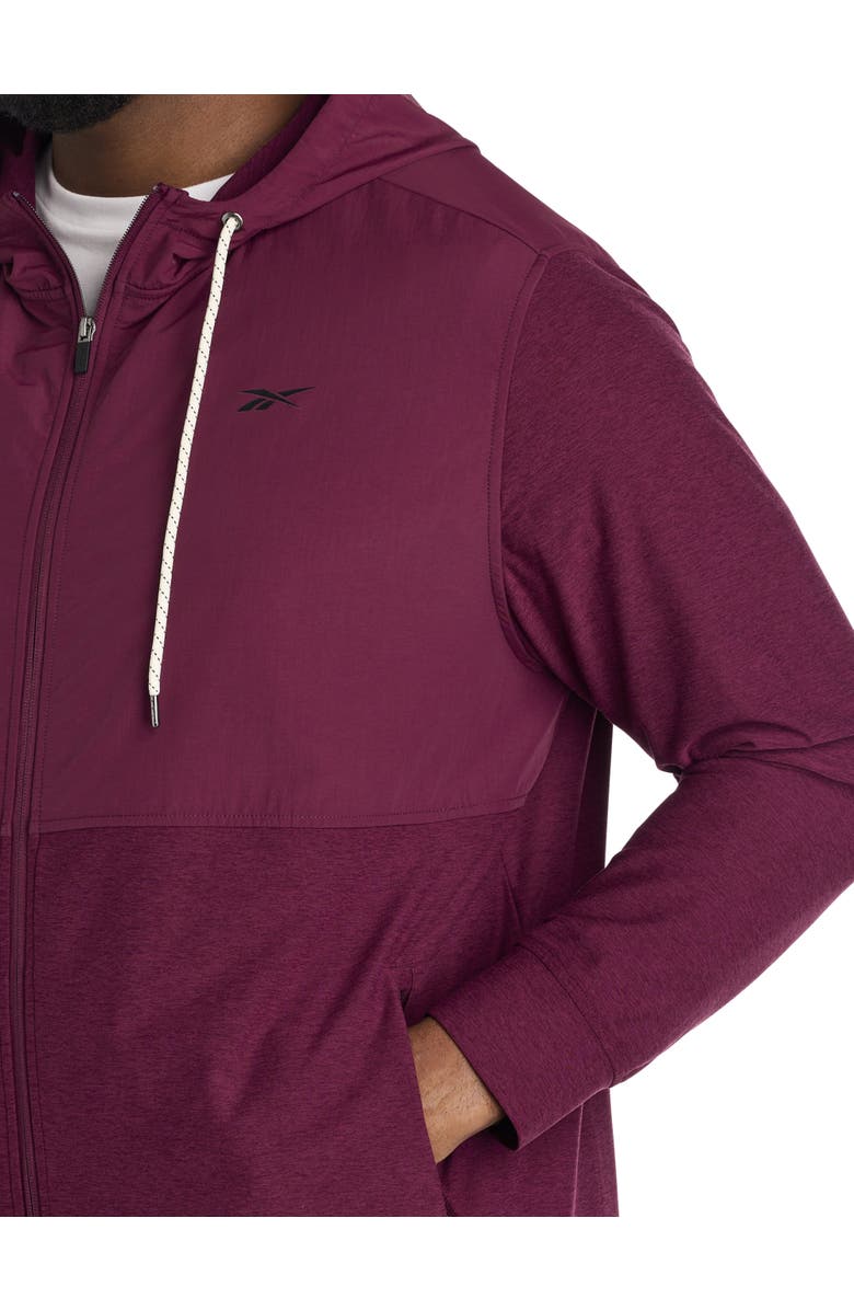 Reebok Big & Tall 365 Mixed Media Performance Hoodie, Alternate, color, Black Cherry Heath