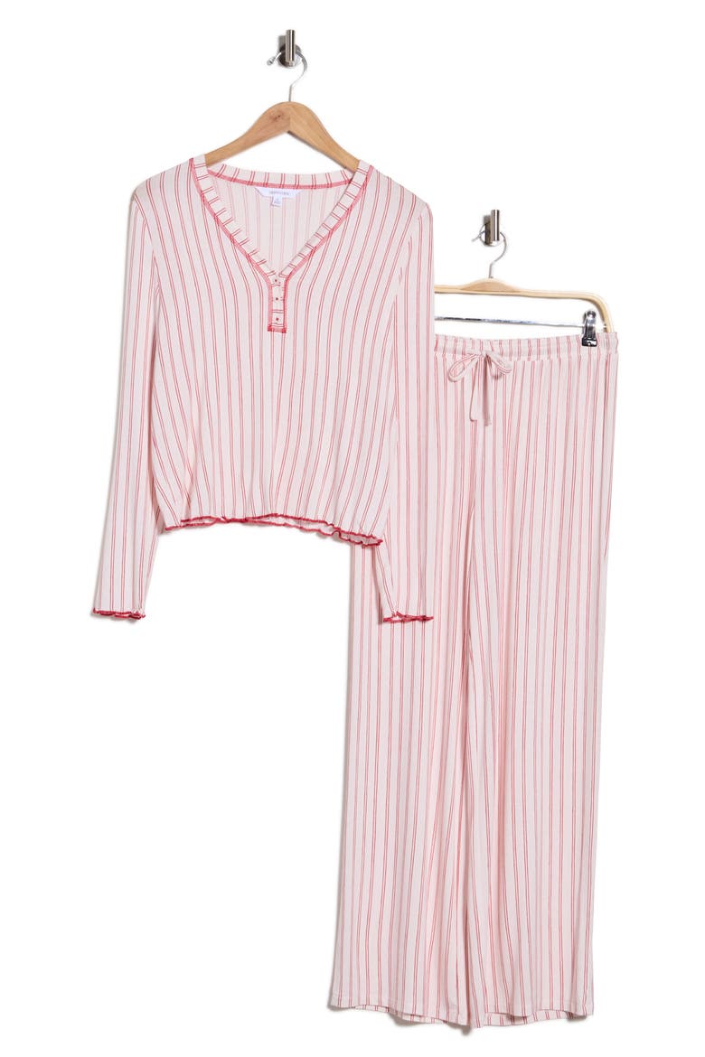 Laid Back Long Henley Pajamas, Alternate, color, SOFT PINK STRIPE