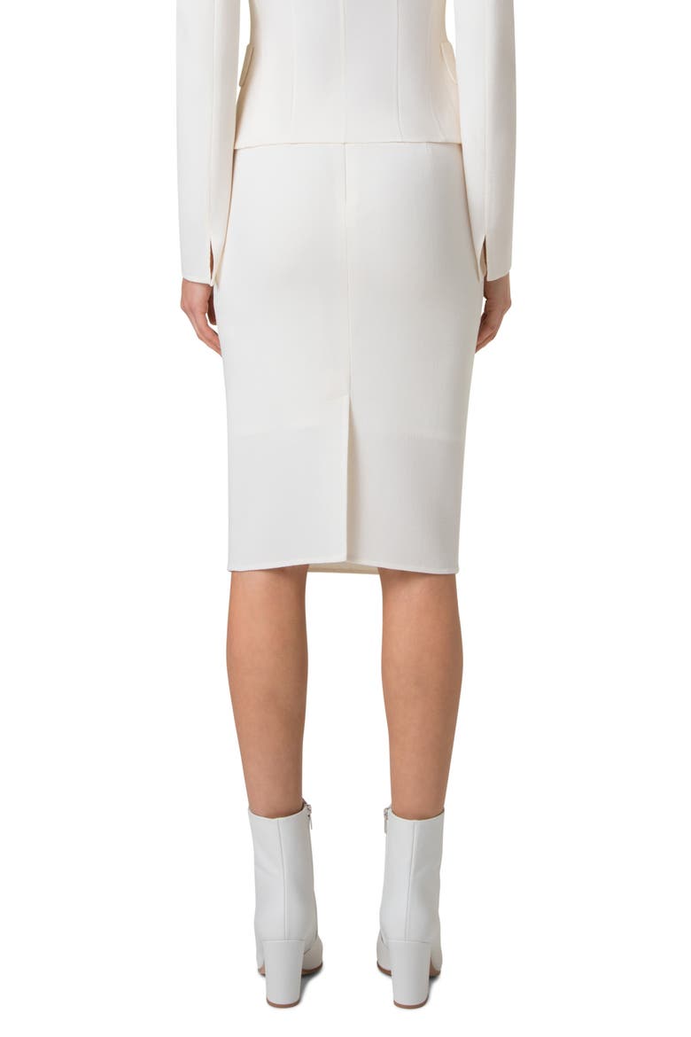 Double Face Virgin Wool Crepe Pencil Skirt, Alternate, color, ECRU