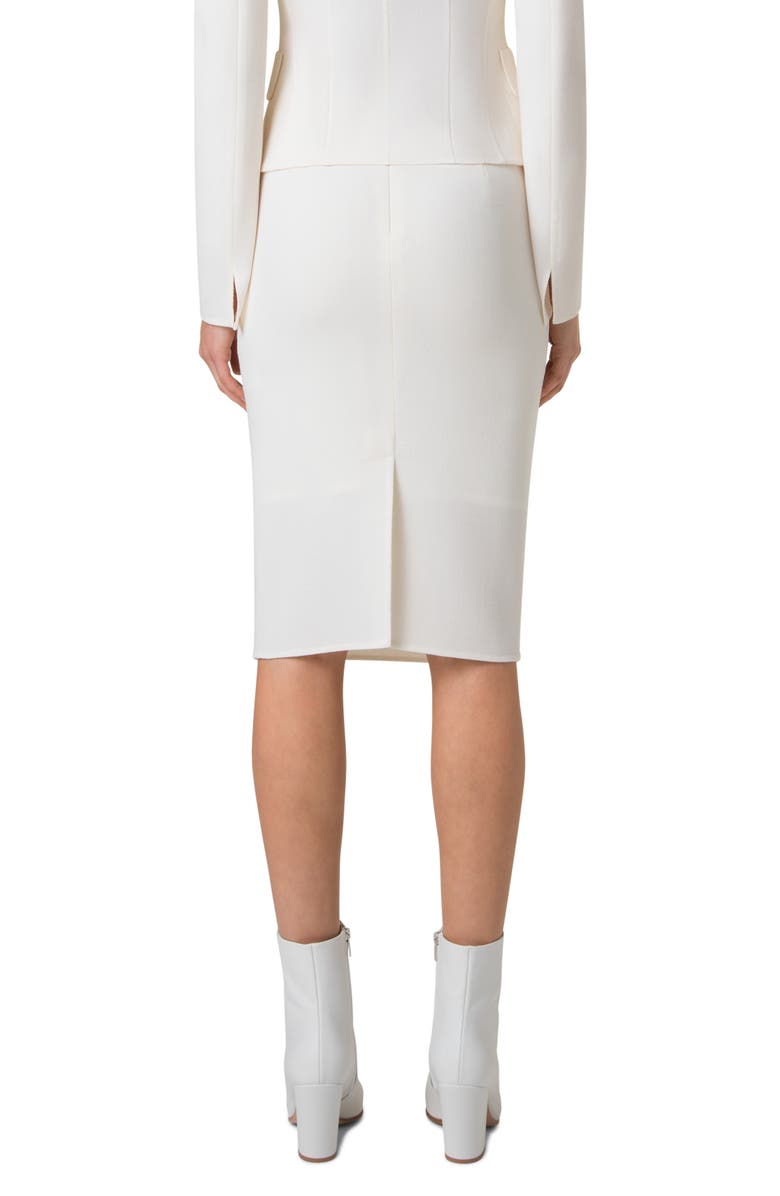 Akris Double Face Virgin Wool Crepe Pencil Skirt, Alternate, color, Ecru
