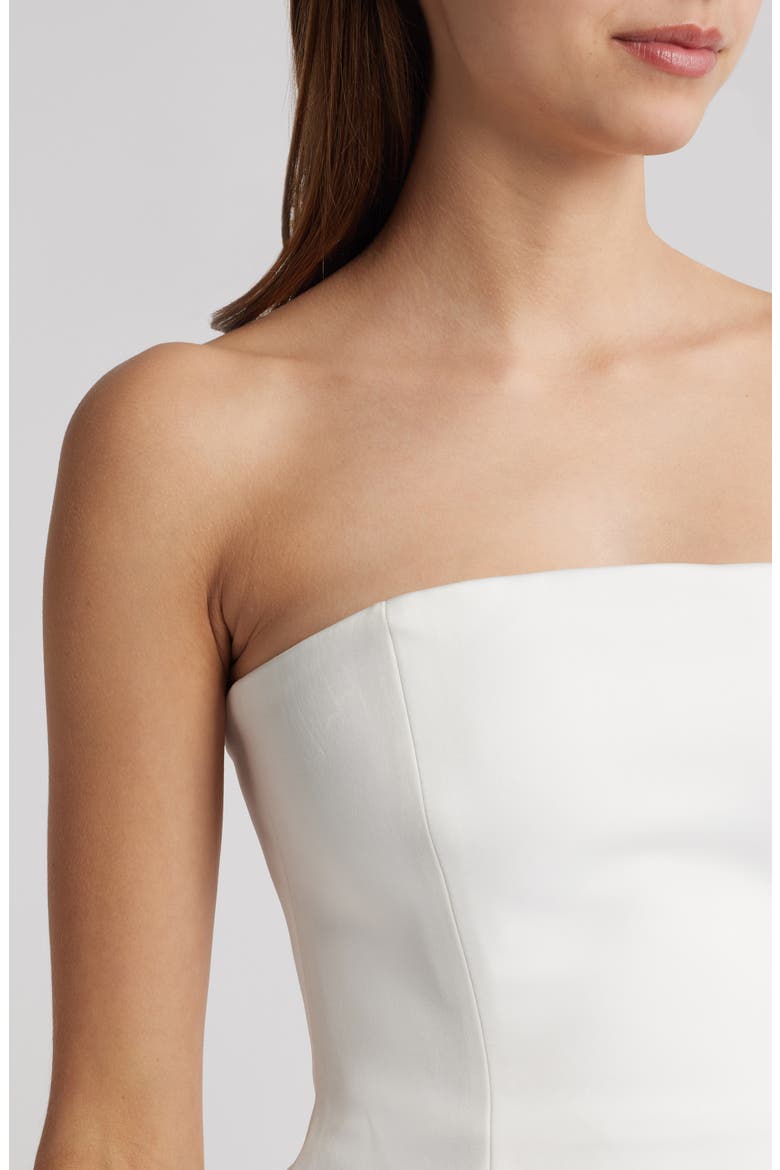 Amaya Strapless Mixed Media Cocktail Dress, Alternate, color, IVORY / BLACK