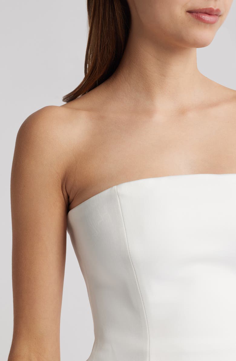 Delfi Collective Amaya Strapless Mixed Media Cocktail Dress, Alternate, color, Ivory / Black