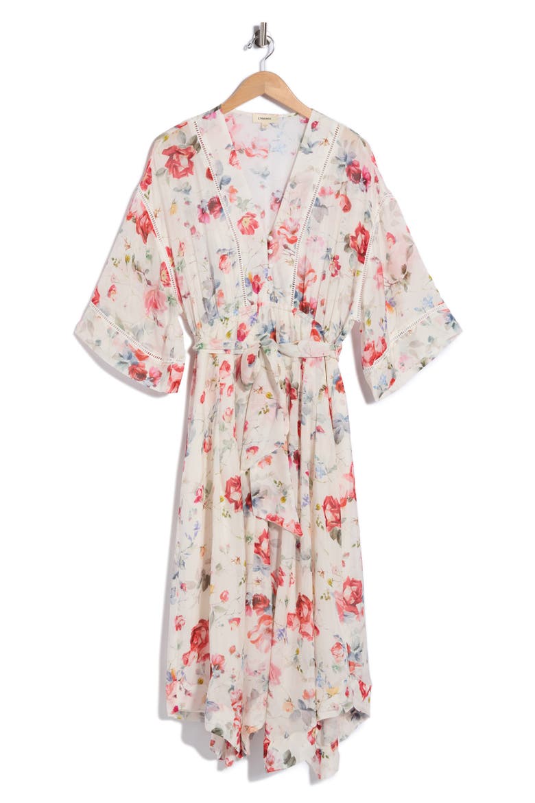 Miki Floral Print Belted Sundress, Alternate, color, IVRY MLTI WATERCOLOR DTY FLRL