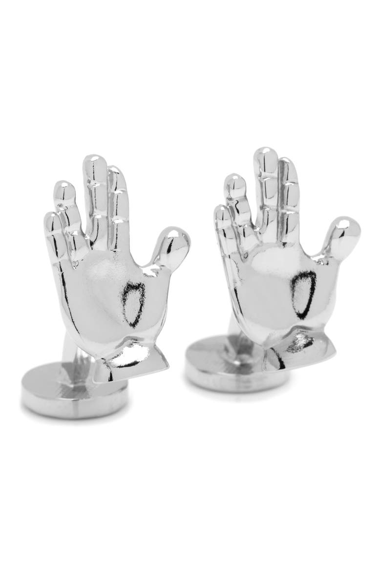 'Star Trek' Live Long & Prosper Cuff Links, Main, color, SILVER