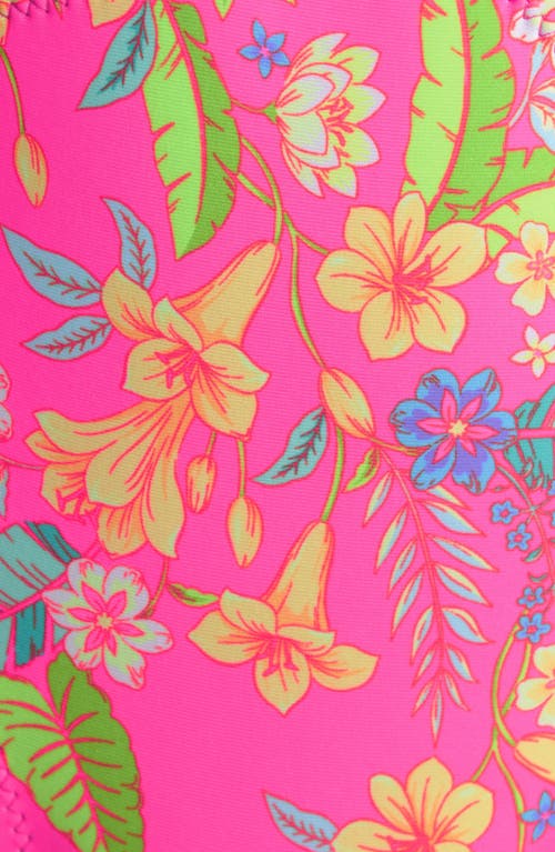 Kulani Kinis Anini Hot Pink Floral Cutout O-ring One-piece Swimsuit In Viva Vacation