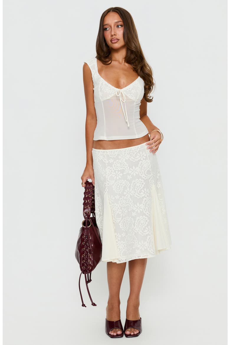 Quani Lace Midi Skirt, Alternate, color, CREAM