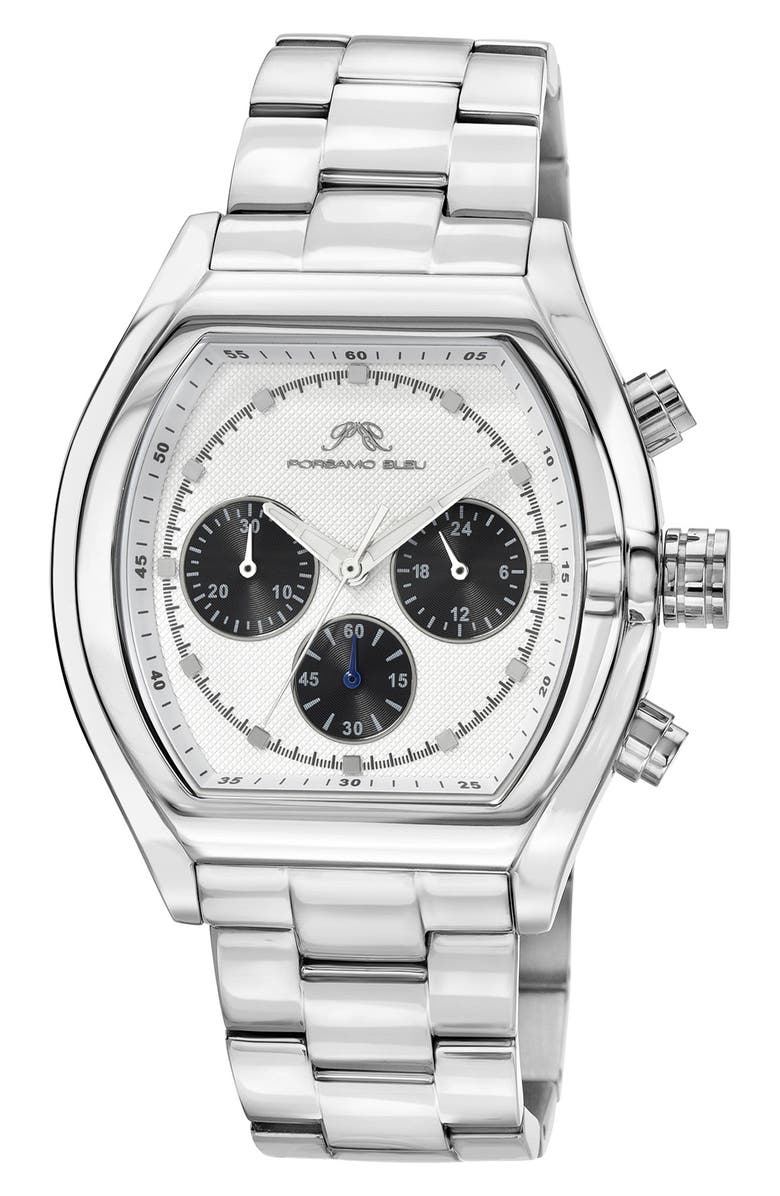 PORSAMO BLEU Roman Chronograph Bracelet Watch, 42mm, Main, color, Silver