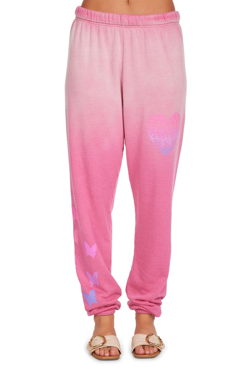 Nika Ombre Butterfly Heart Sweatpants, Main, color, Pink Ombre
