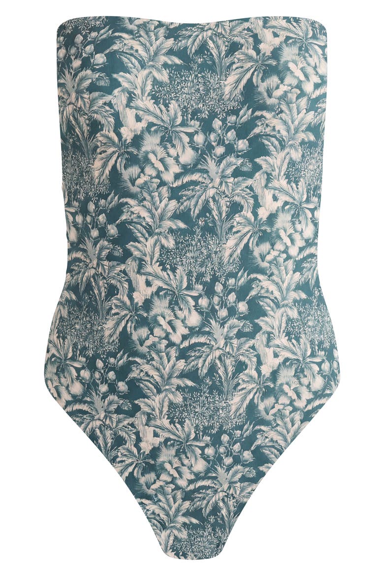 Bardot Strapless One-Piece Swimsuit, Alternate, color, SEA MOSS