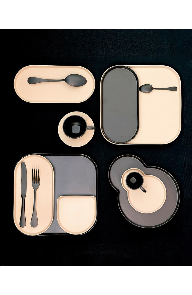 Mepra Vintage Pewter Flatware Set - 67 Pieces, Alternate, color, Black Gold