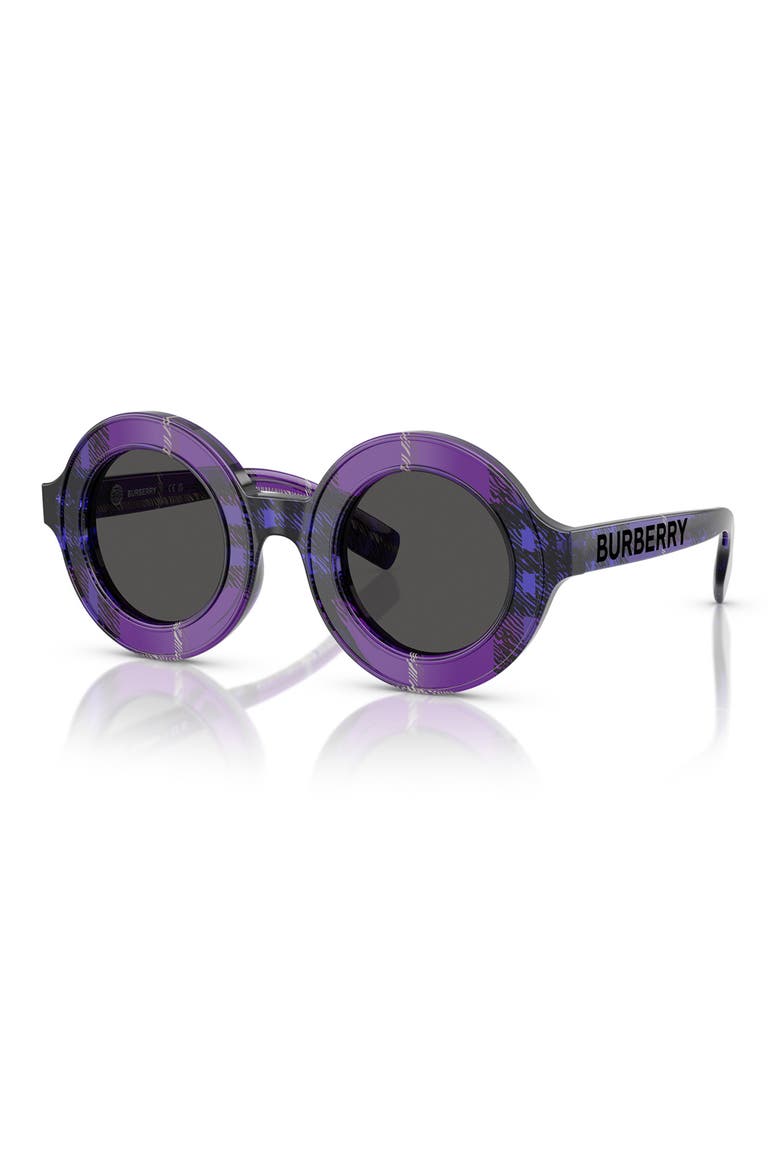 Kids' 40mm Round Sunglasses, Alternate, color, VIOLET CHECK / DARK GREY