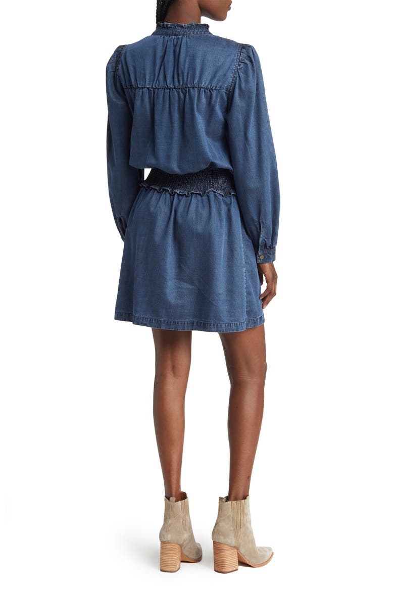 Shawna Chambray Smocked Waist Minidress, Alternate, color, DARK VINTAGE