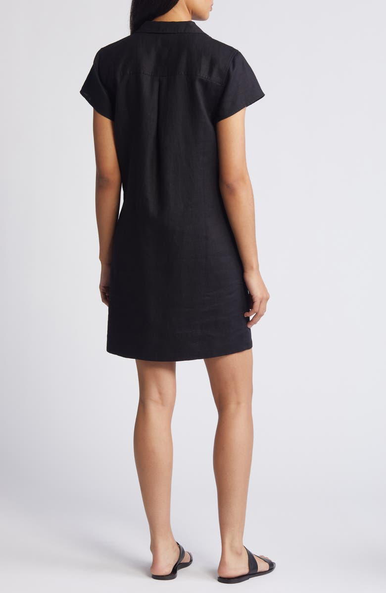 Tommy Bahama Two Palms Short Sleeve Linen Dress, Alternate, color, Black
