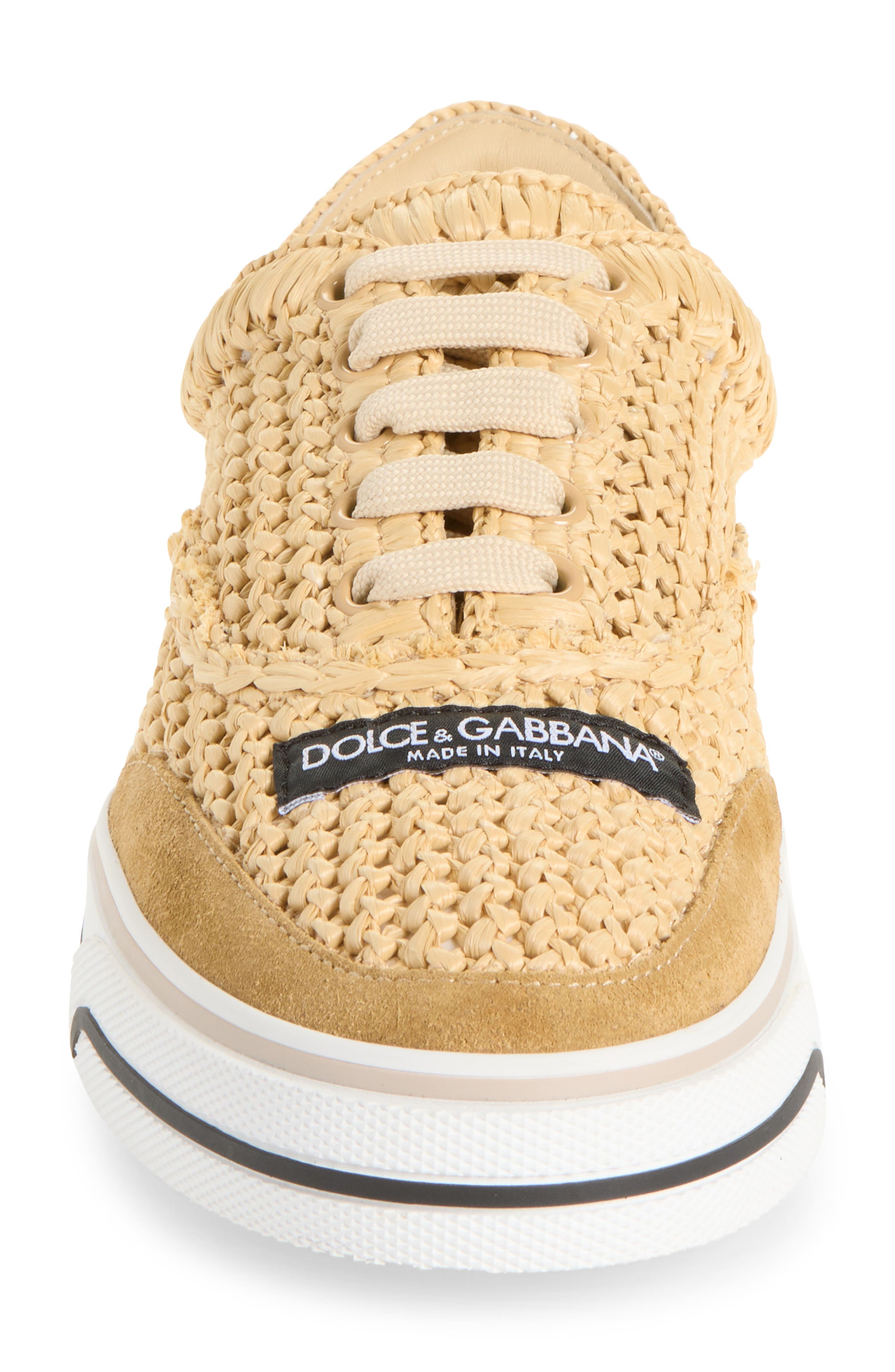 Raffia Lace-Up Sneaker, Alternate, color, CREMA/ NATURALE