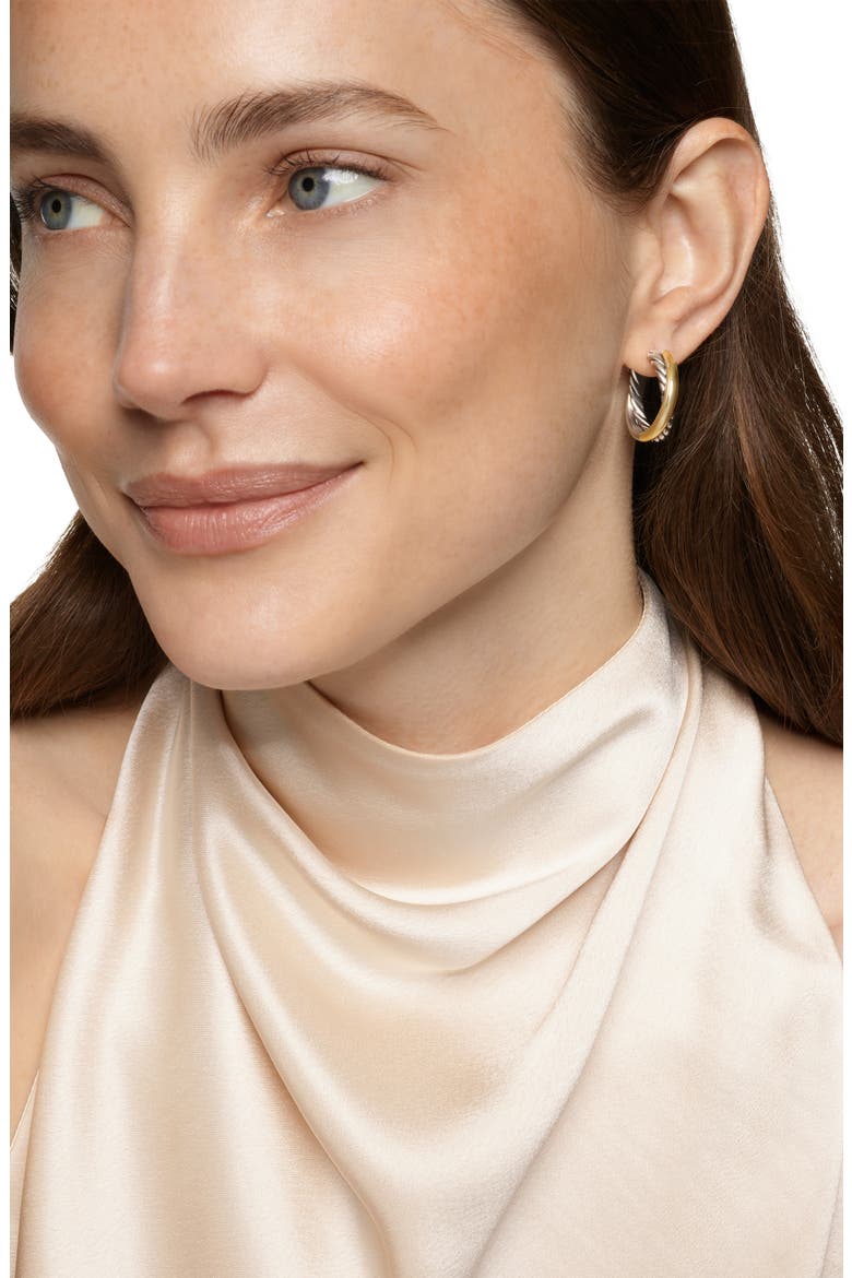 Bold Crossover Hoop Earrings, Alternate, color, STERLING SILVER 14KYG