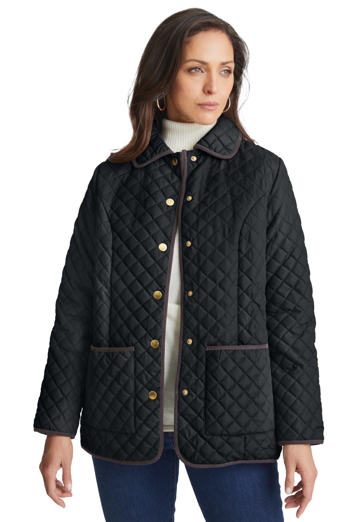 Snap-Front Quilted Coat