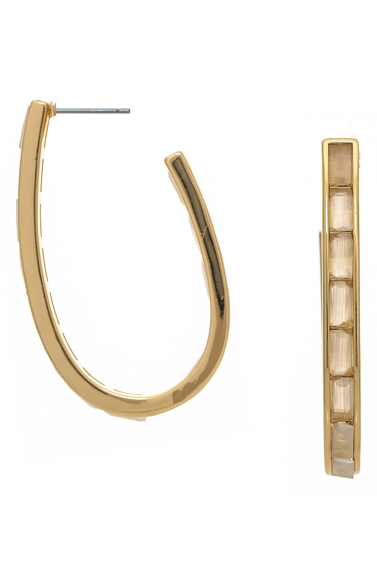 Rivka Friedman Elongated Mother Of Pearl Hoop Earrings