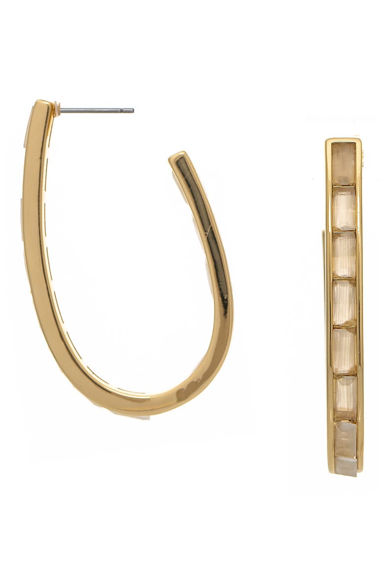 Elongated Mother of Pearl Hoop Earrings, Main, color, MOTHER OF PEARL