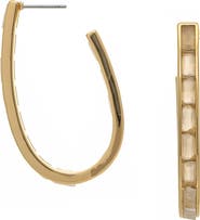 RIVKA FRIEDMAN Elongated Mother of Pearl Hoop Earrings