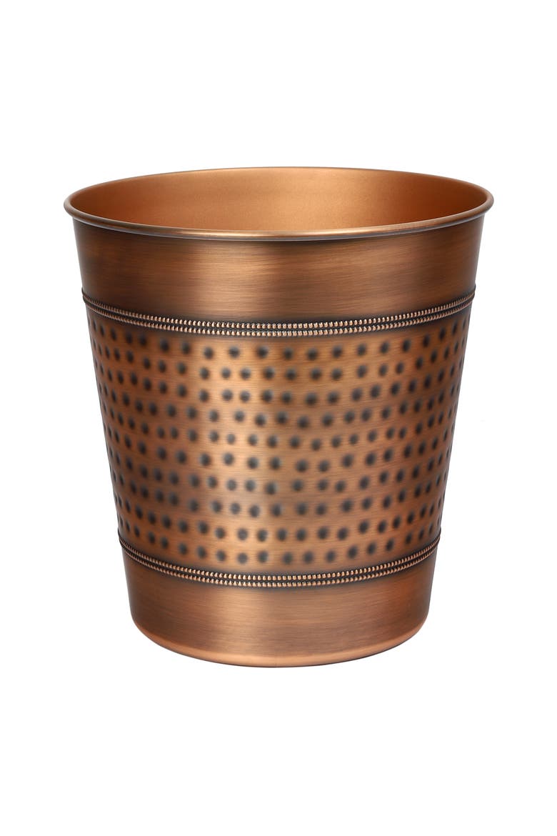 Riley Modern Classic Hammered Steel Accent 2-Gallon Wastebasket, Main, color, Antique Copper