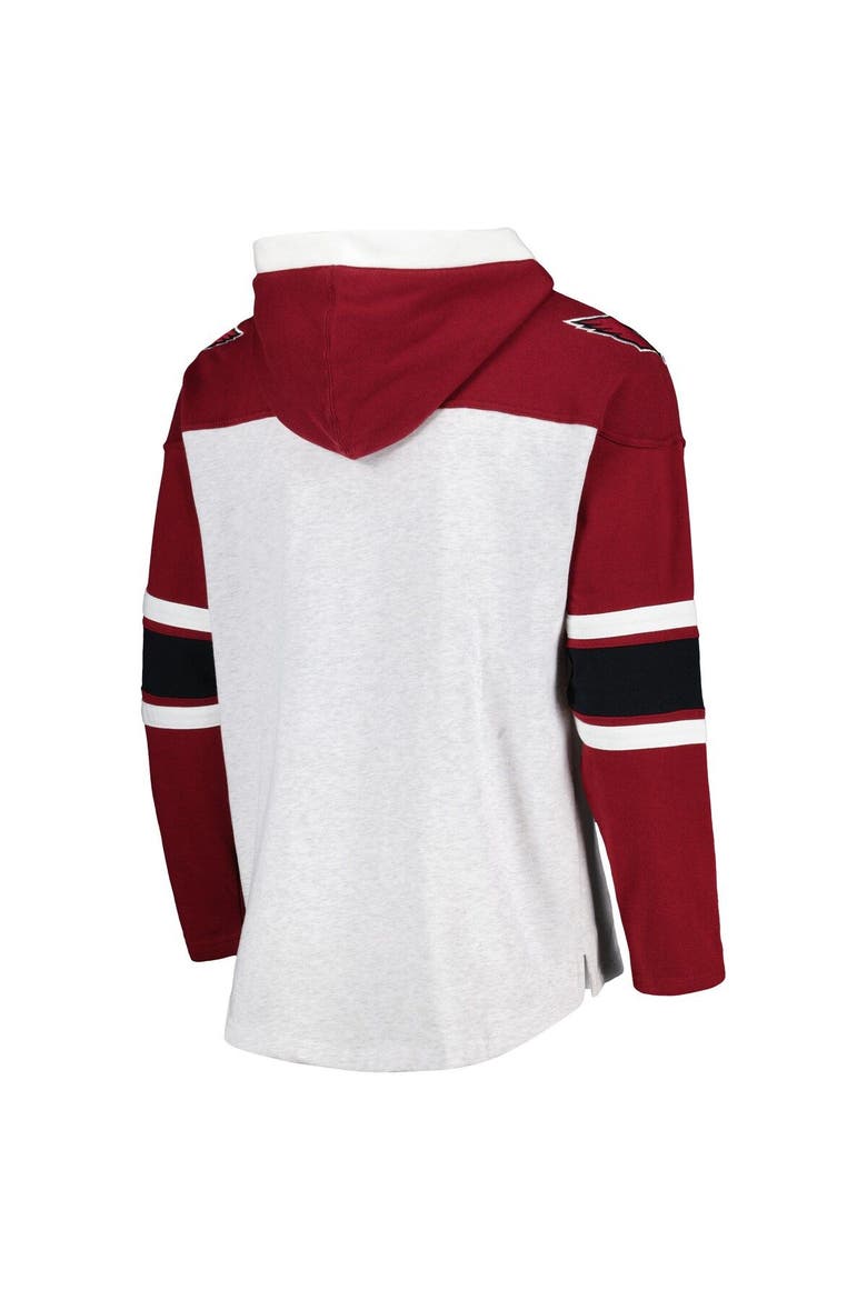Men's '47 Arizona Cardinals Heather Gray Gridiron Lace-Up Pullover Hoodie, Alternate, color, Gray